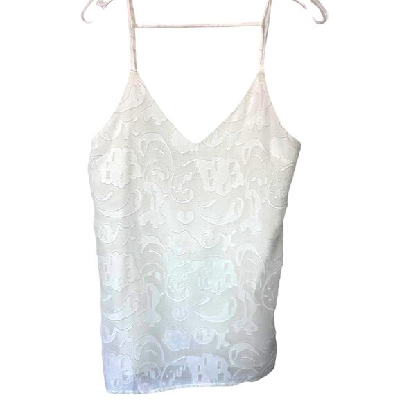 Promesa Wms White Burnout Spaghetti Strap Layered Tank Sz L Floral Applique - Picture 1 of 11